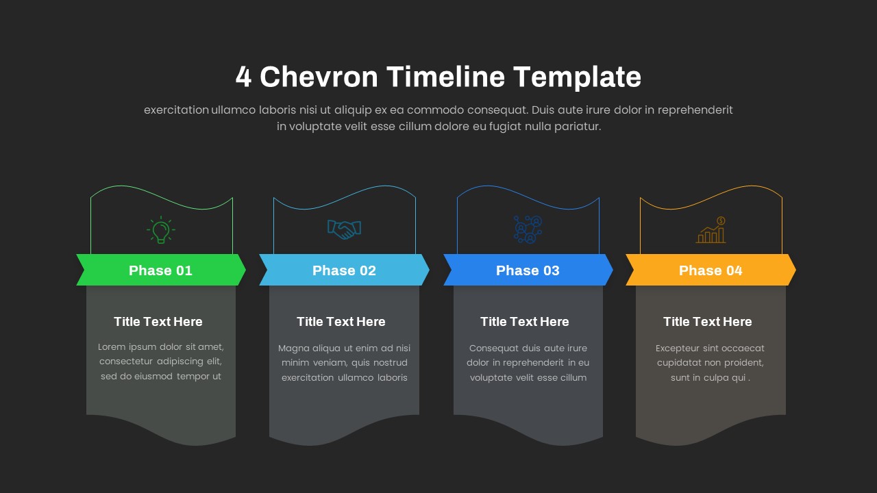 4 Chevron Timeline PowerPoint Template Dark