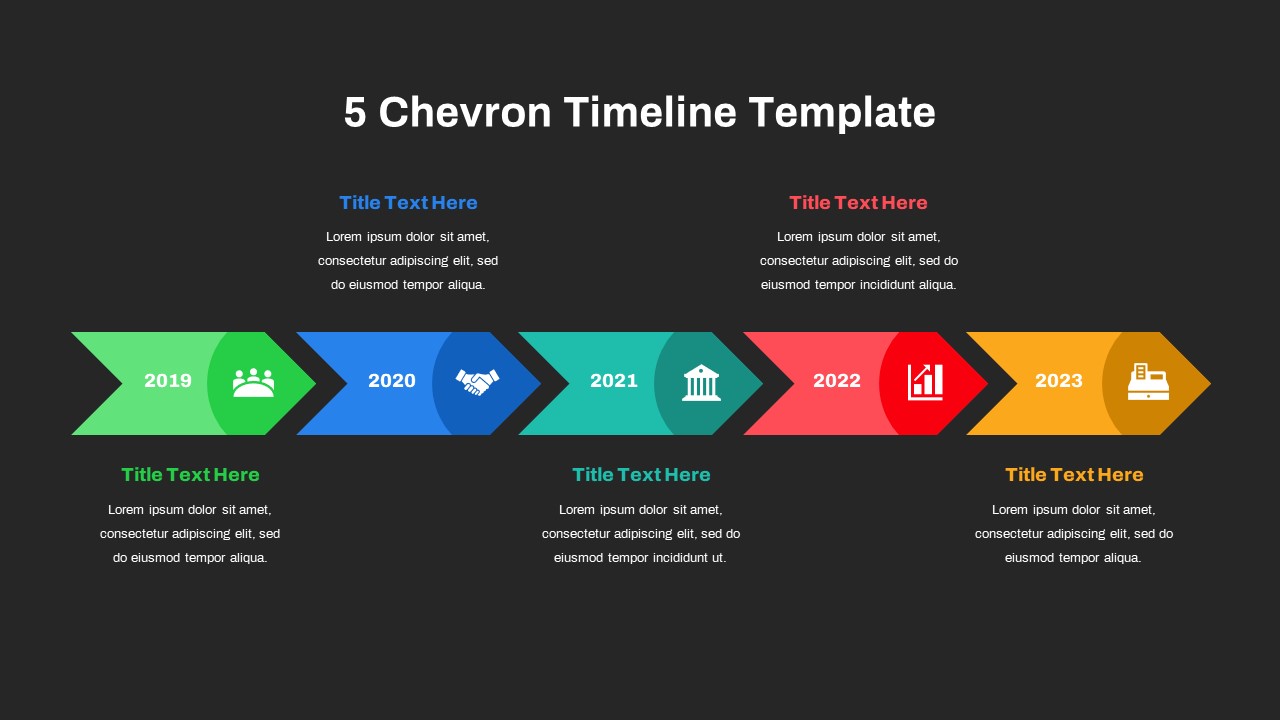 5 Chevron Timeline PowerPoint Template Dark