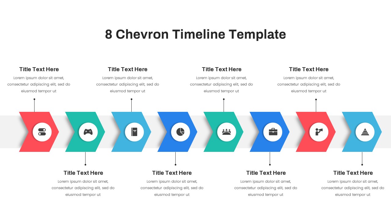 8 Chevron Timeline PowerPoint Template