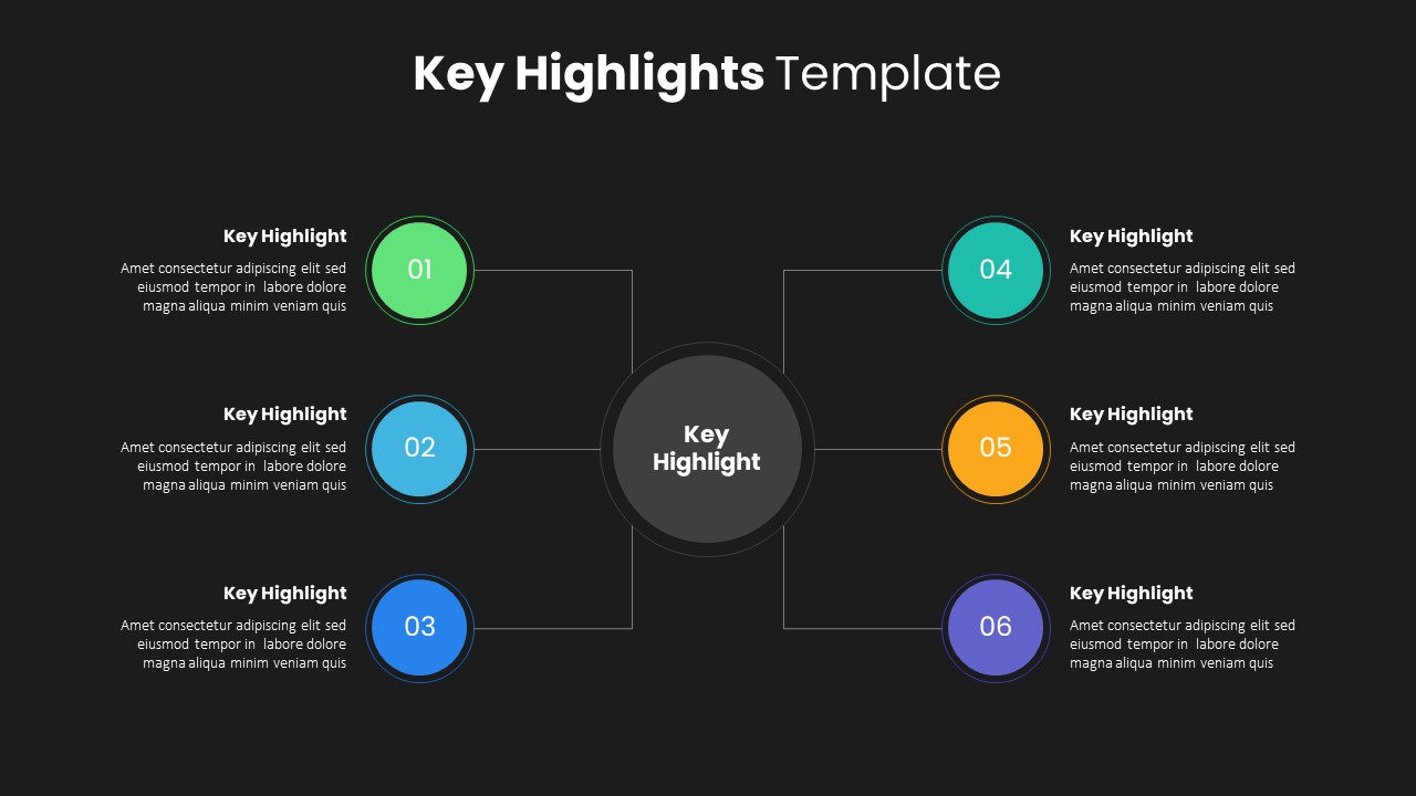 Key Highlights PowerPoint Presentation Template Dark