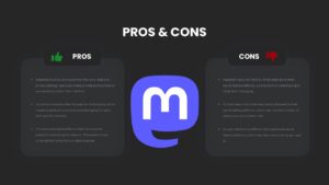 Mastodon Pros and Cons PowerPoint Template Dark