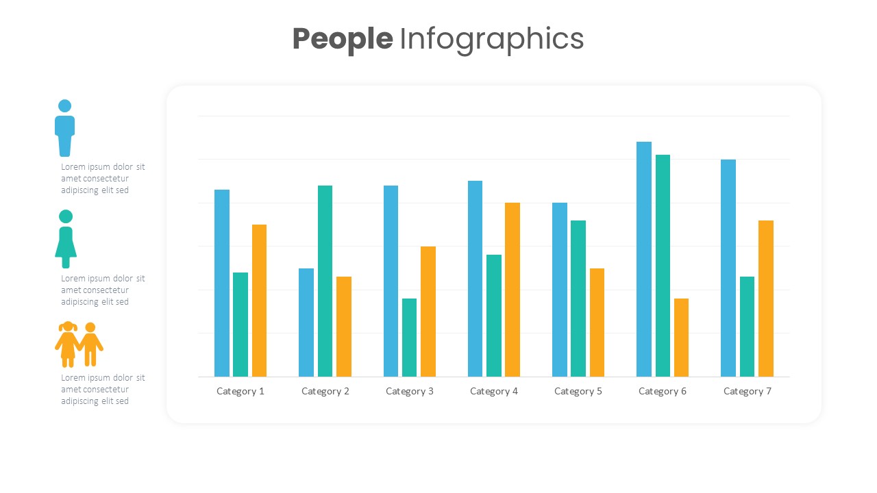 People Infographic Bar Chart PowerPoint Template