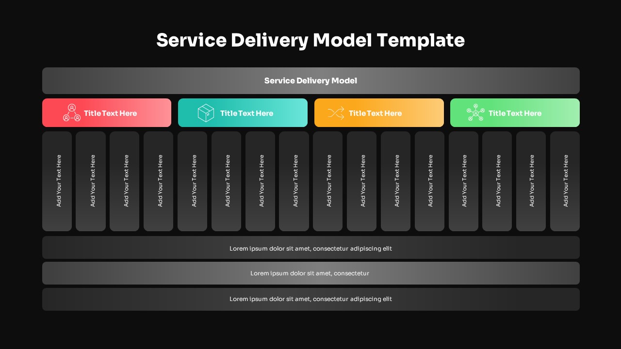 Service Delivery Model PowerPoint Template Dark