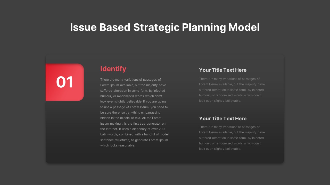 Issue Based Strategic Planning Model PowerPoint Template Dark2