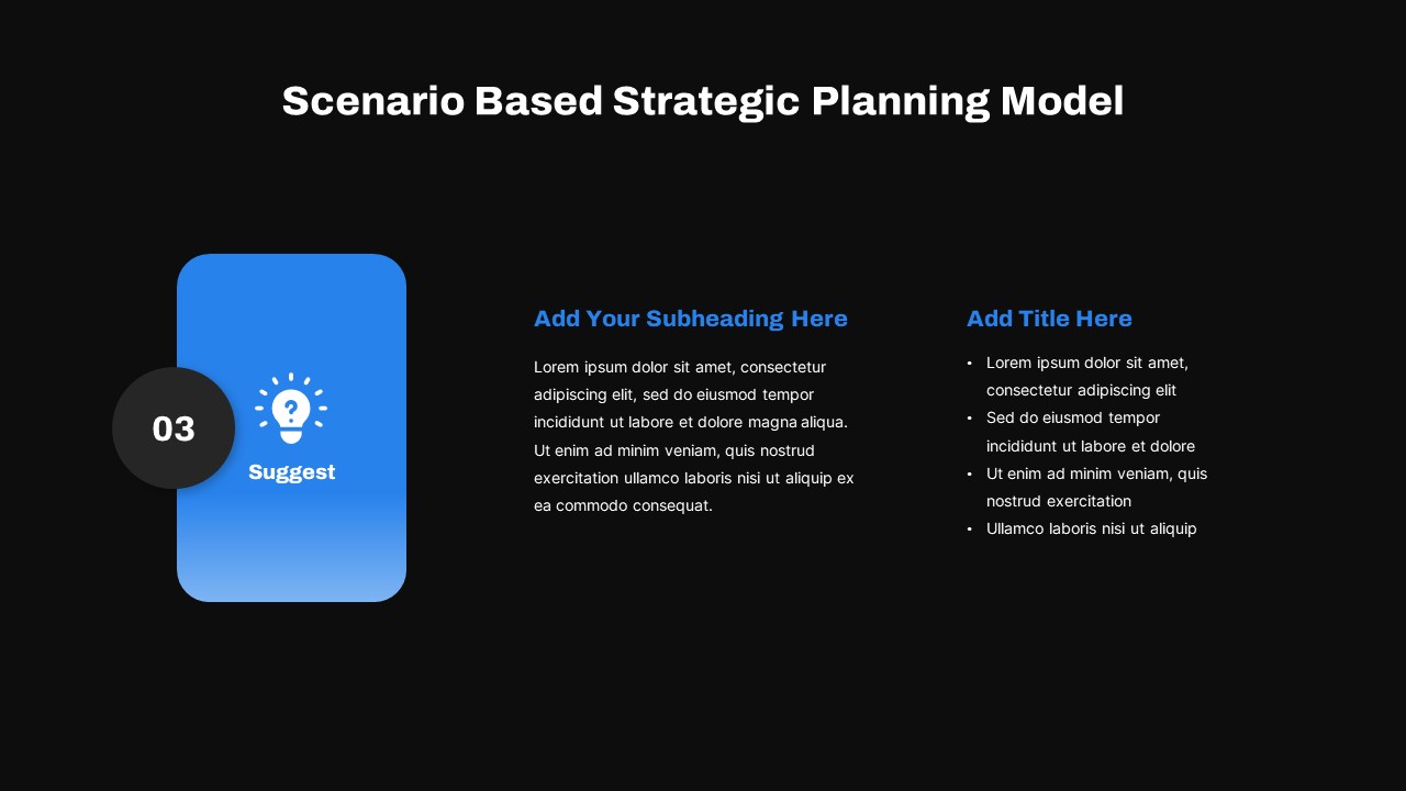 Scenario Strategic Planning Model PowerPoint Template Dark3