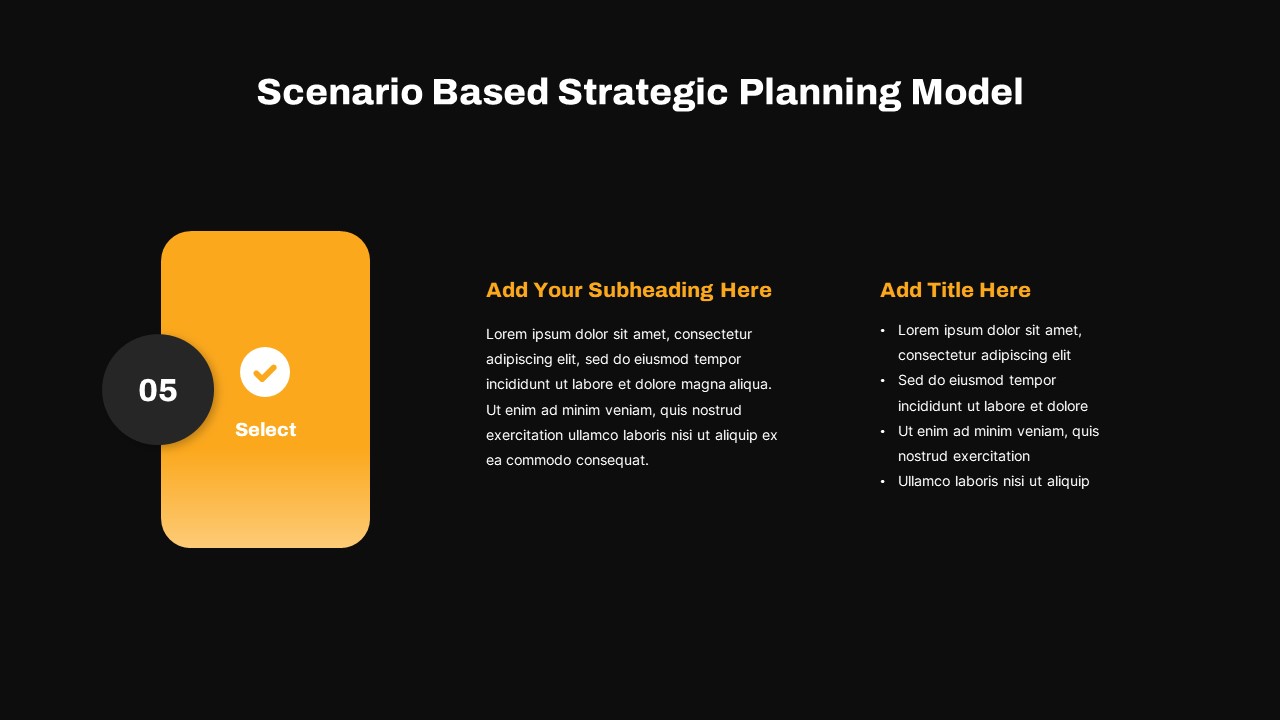 Scenario Strategic Planning Model PowerPoint Template Dark5