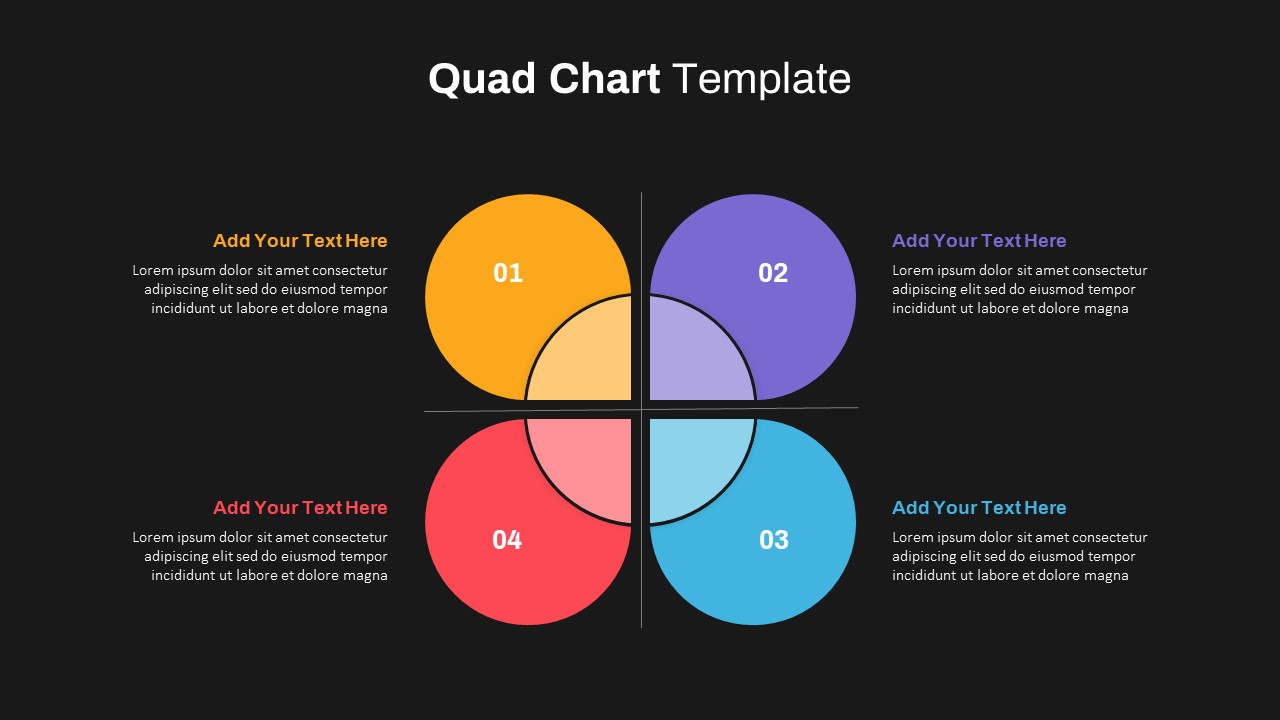 Quad Chart PowerPoint Template Dark