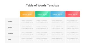 Table of Words Slide PPT Template