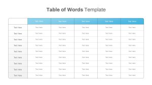 Table of Words Slide PowerPoint Template