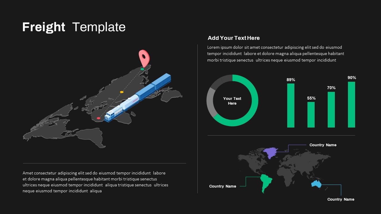 Train Freight Infographic PowerPoint Template Dark