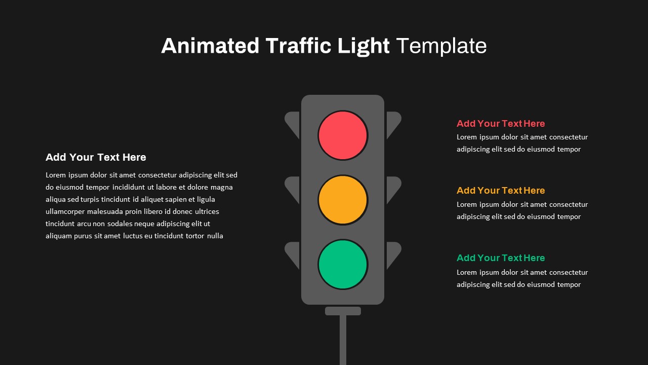 Animated Traffic Light PowerPoint slide