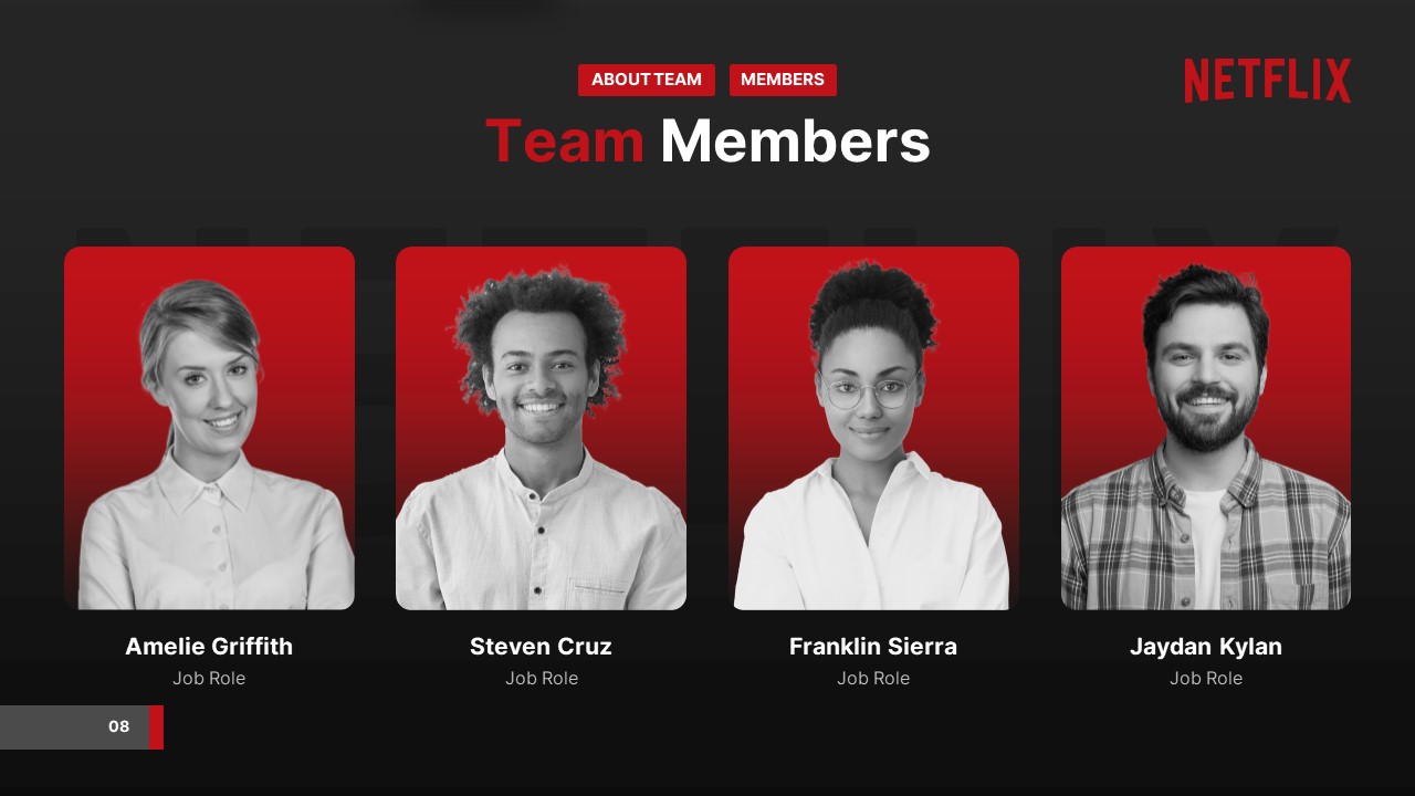 Free Netflix team members PPT Template