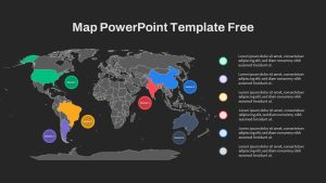 World Map PowerPoint Template Free Slide Black