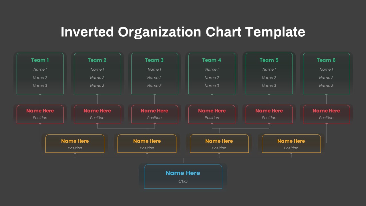 Inverted Org Chart PowerPoint Template Dark