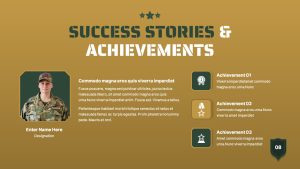 Free Army PowerPoint Template Success Stories Achievements Slide