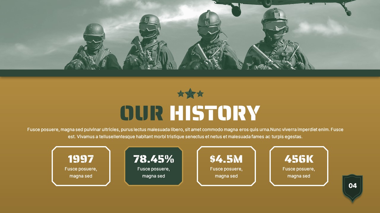 Free Army PowerPoint Template Our History Slide