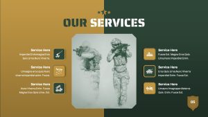 Free Army PowerPoint Template Our Services Slide