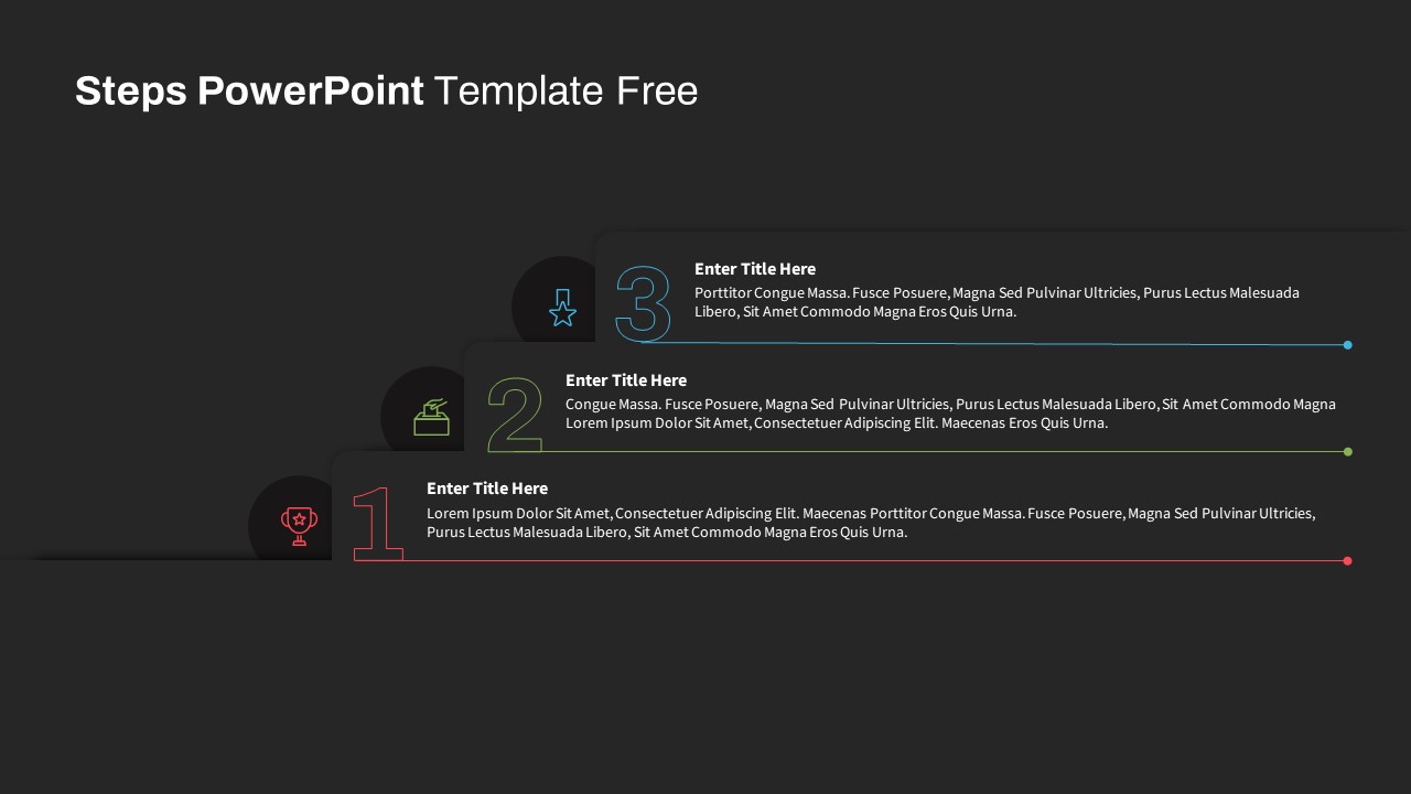 Steps PowerPoint Template Free Black Slide For Presentations