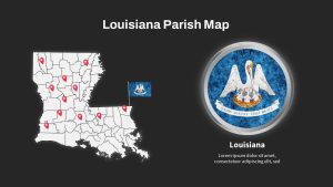 Louisiana Parish Map PPT Template for representation of parishes in the US state of Louisiana