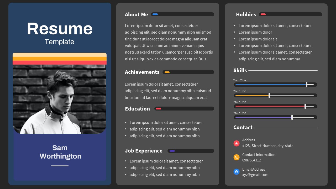 One Slide Page Resume Template Free