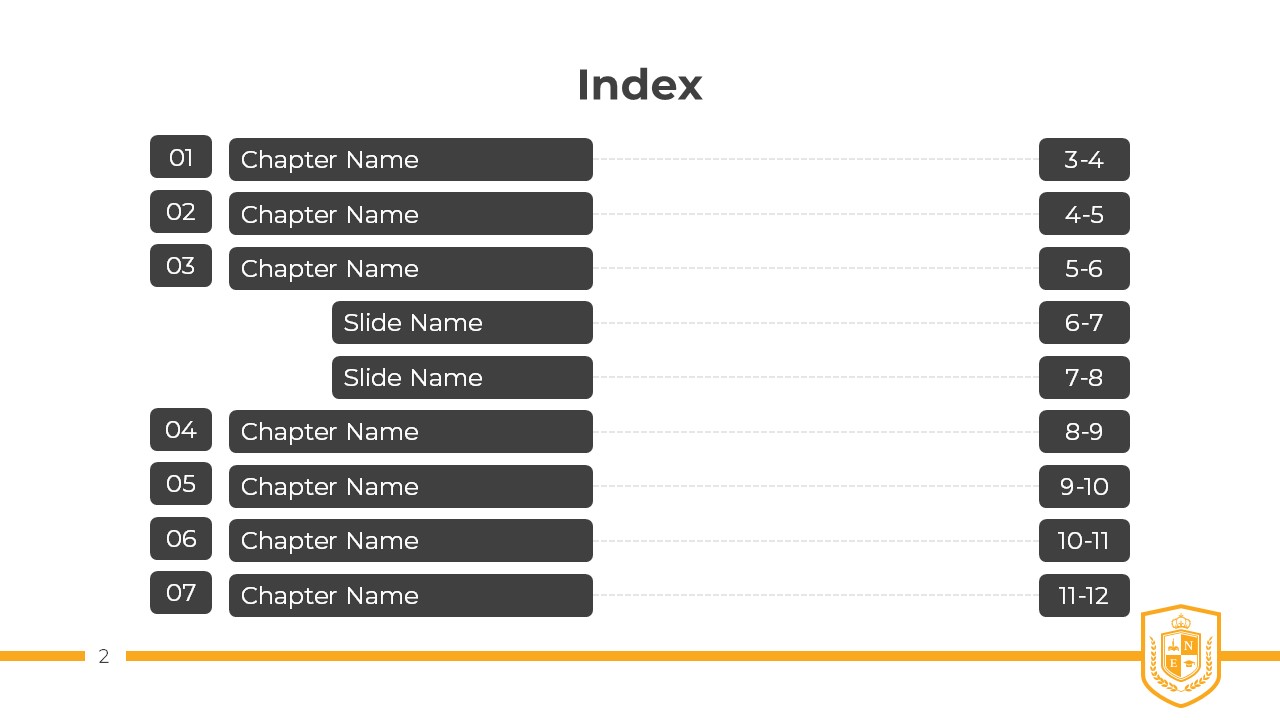 Free University Presentation PowerPoint Template Index