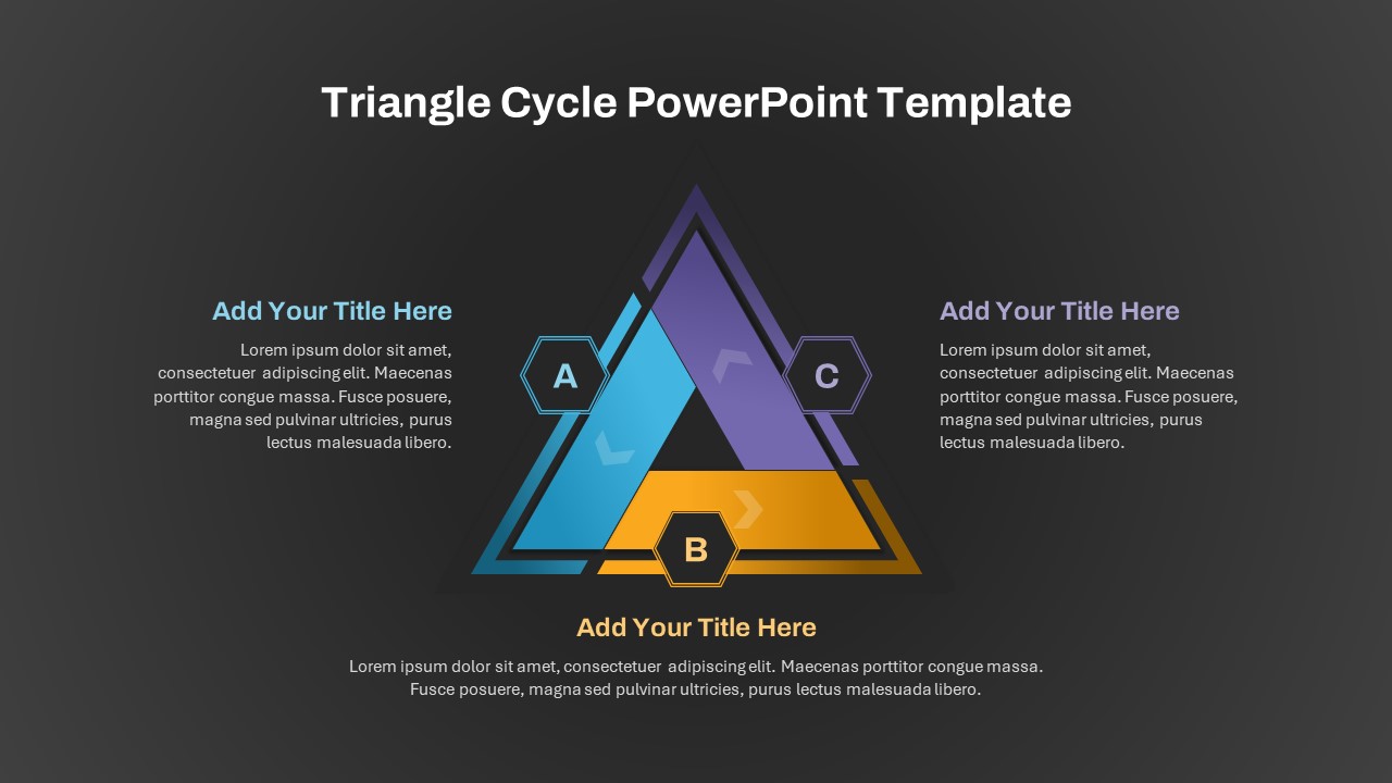 Triangle Cycle PowerPoint Template black background