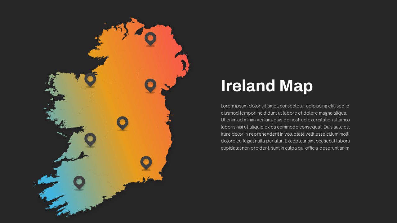 Free Ireland Map PPT Template