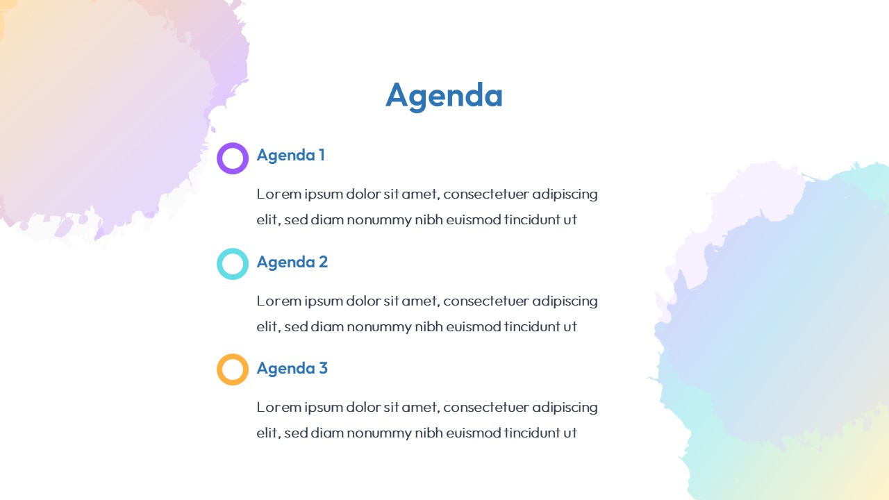 Water color PowerPoint Theme Agenda