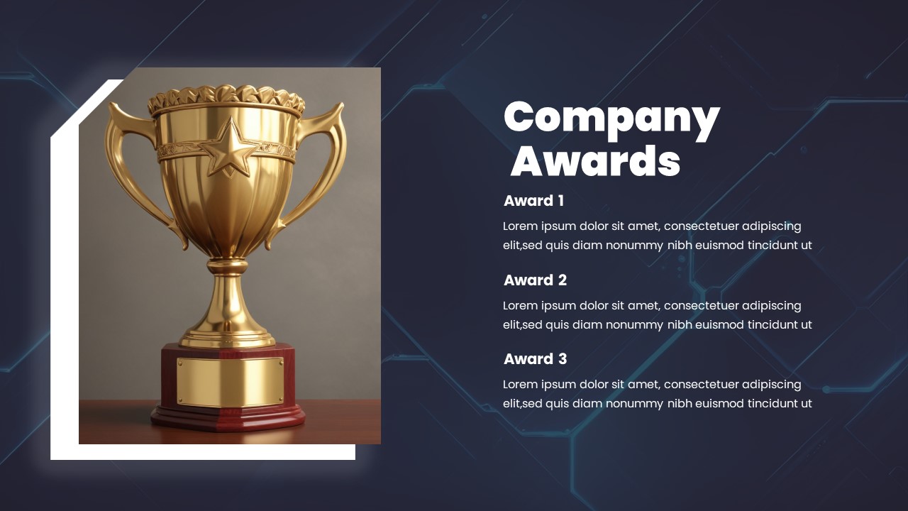 AI Tech Agency PowerPoint Template company awards slide