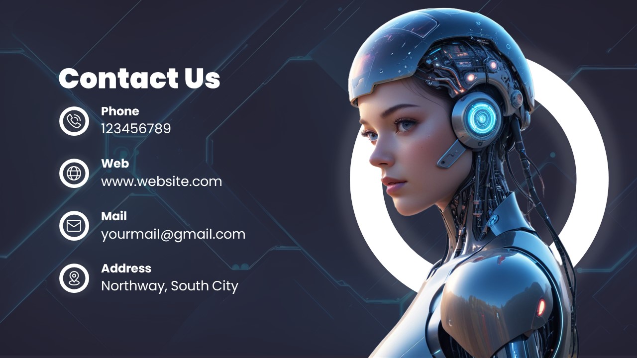 AI Tech Agency PowerPoint Template contact us slides