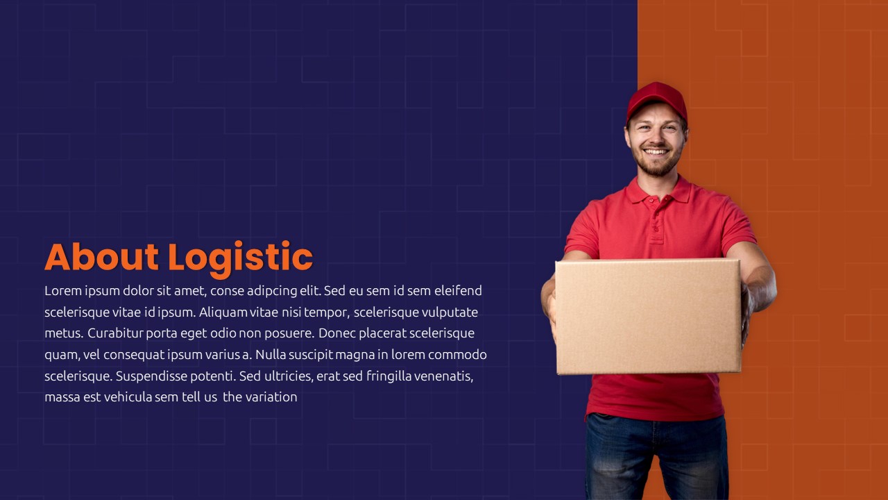 Logistics Deck PowerPoint Template About Us Slide