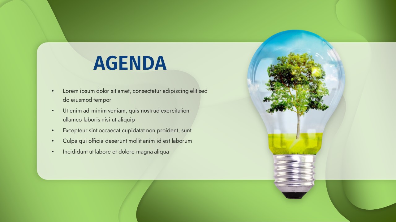 Renewable Energy Theme For PowerPoint Agenda Slide