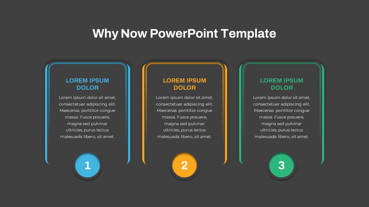 Why Now Powerpoint Template Three Column Layout Black