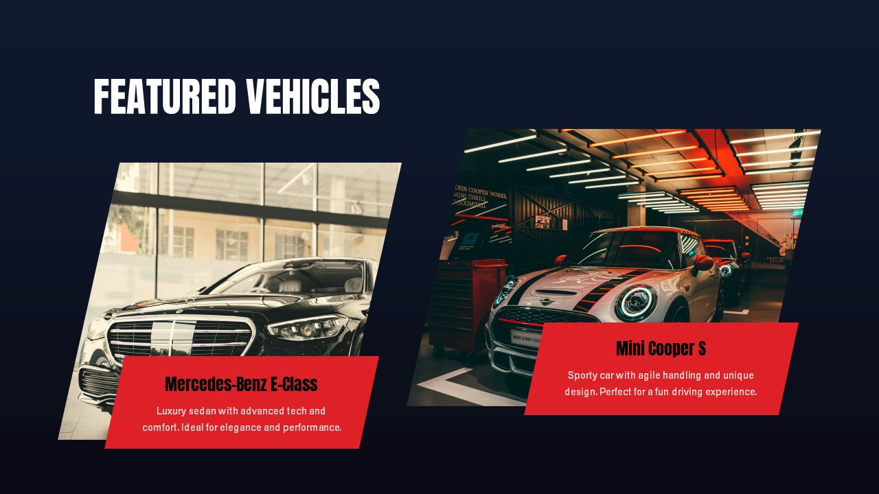 Car Dealership PowerPoint Presentation Template vehicles slide