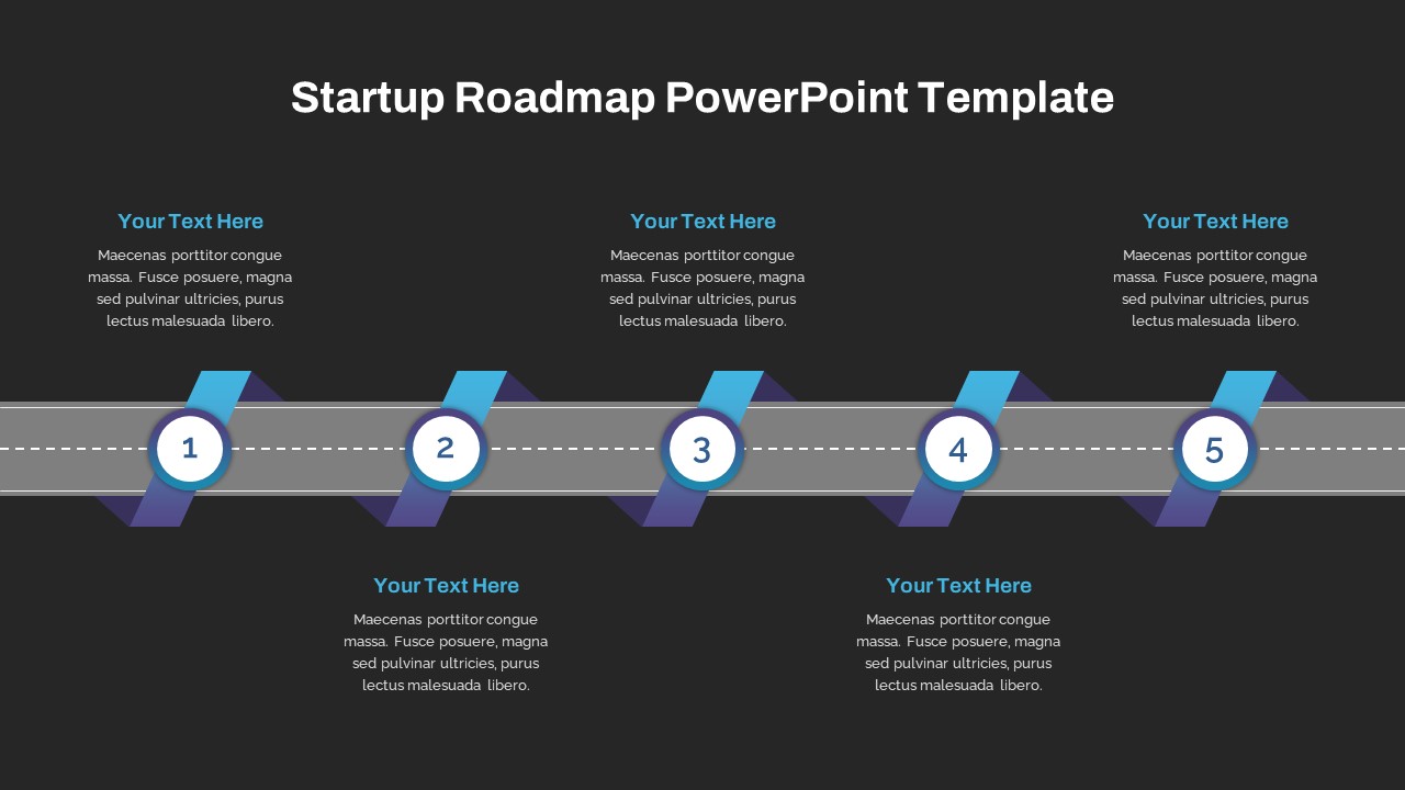 Startup Roadmap PowerPoint Presentation Template Black Background