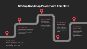 Startup Roadmap PowerPoint Template Black Background