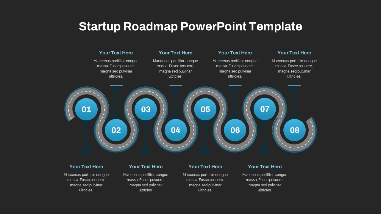 Startup Roadmap Template for PowerPoint Black Background