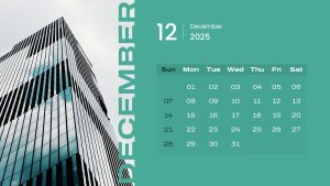 2025 Calendar PowerPoint Template December Slide