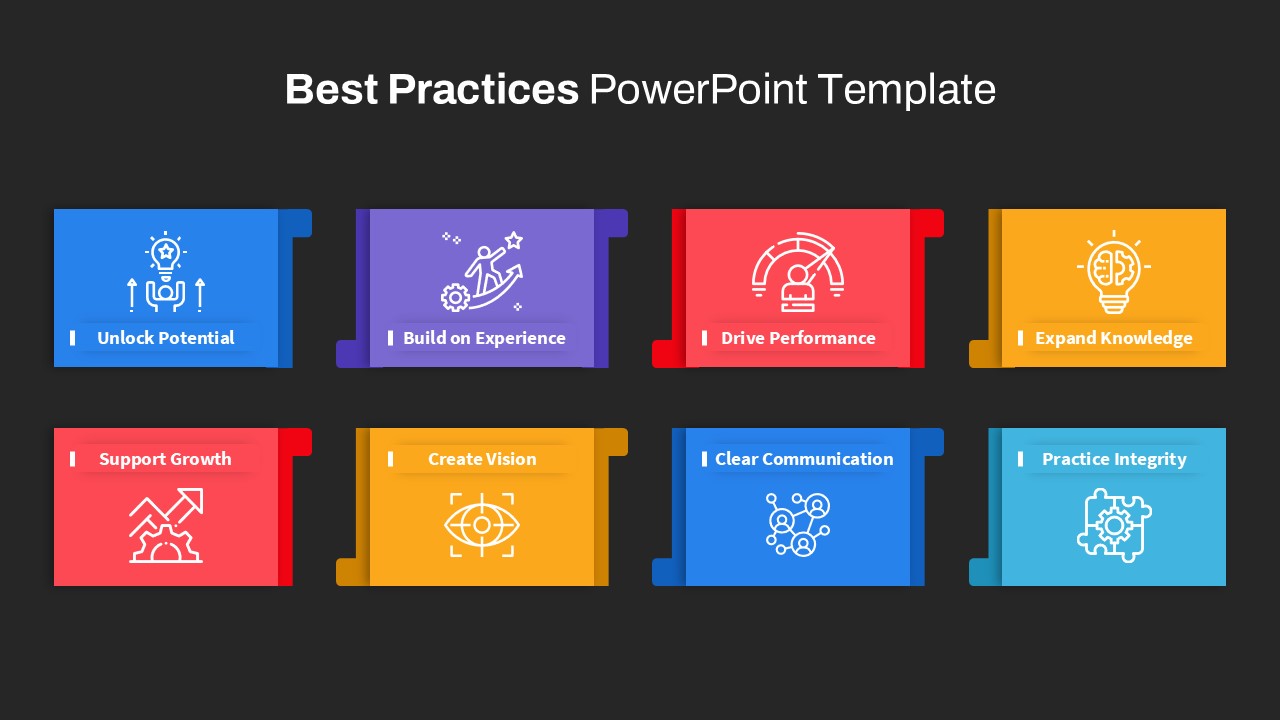 Best Practices PowerPoint Template shapes