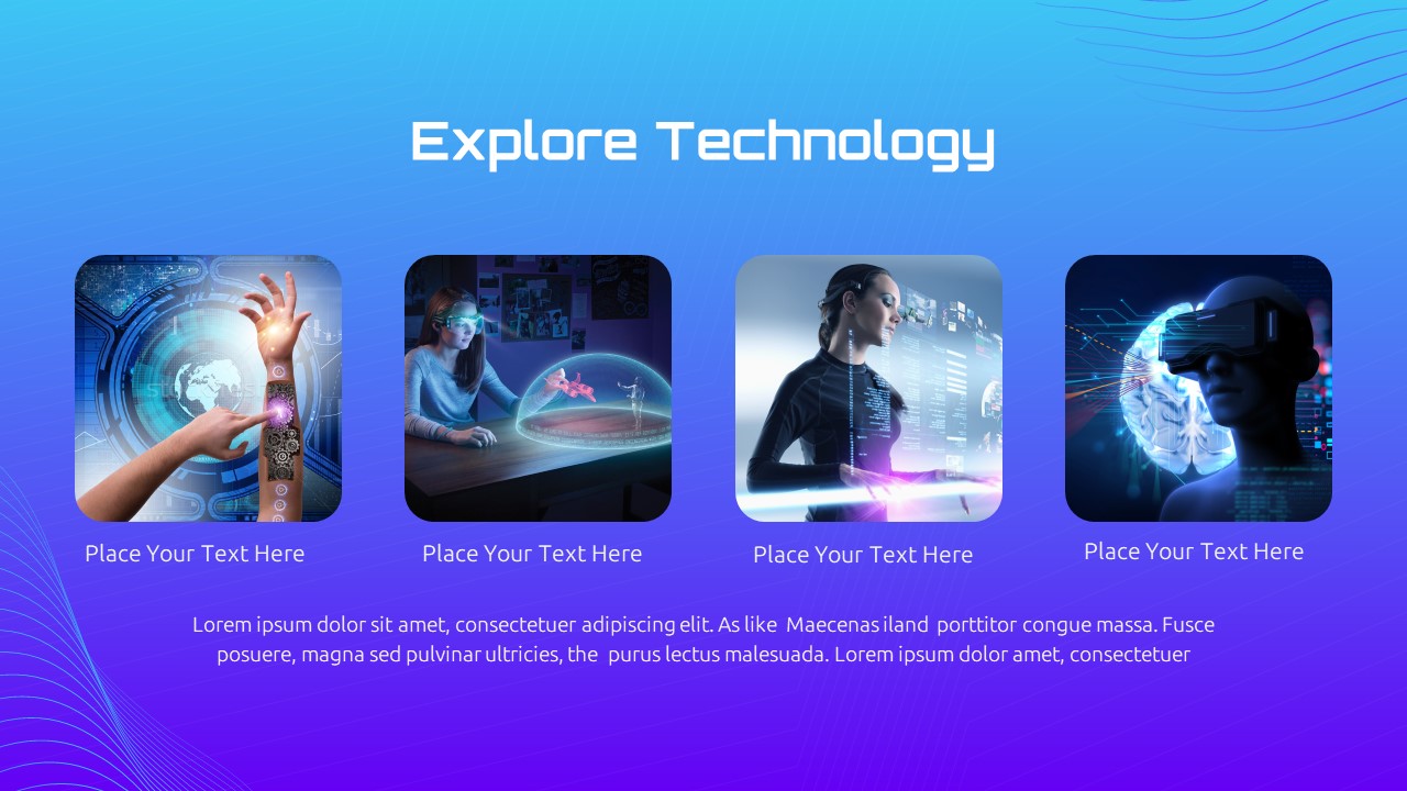 Futuristic PowerPoint Presentation Template Deck explore technology slide