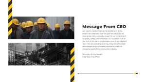 Construction Company Profile PowerPoint Template CEO message slide