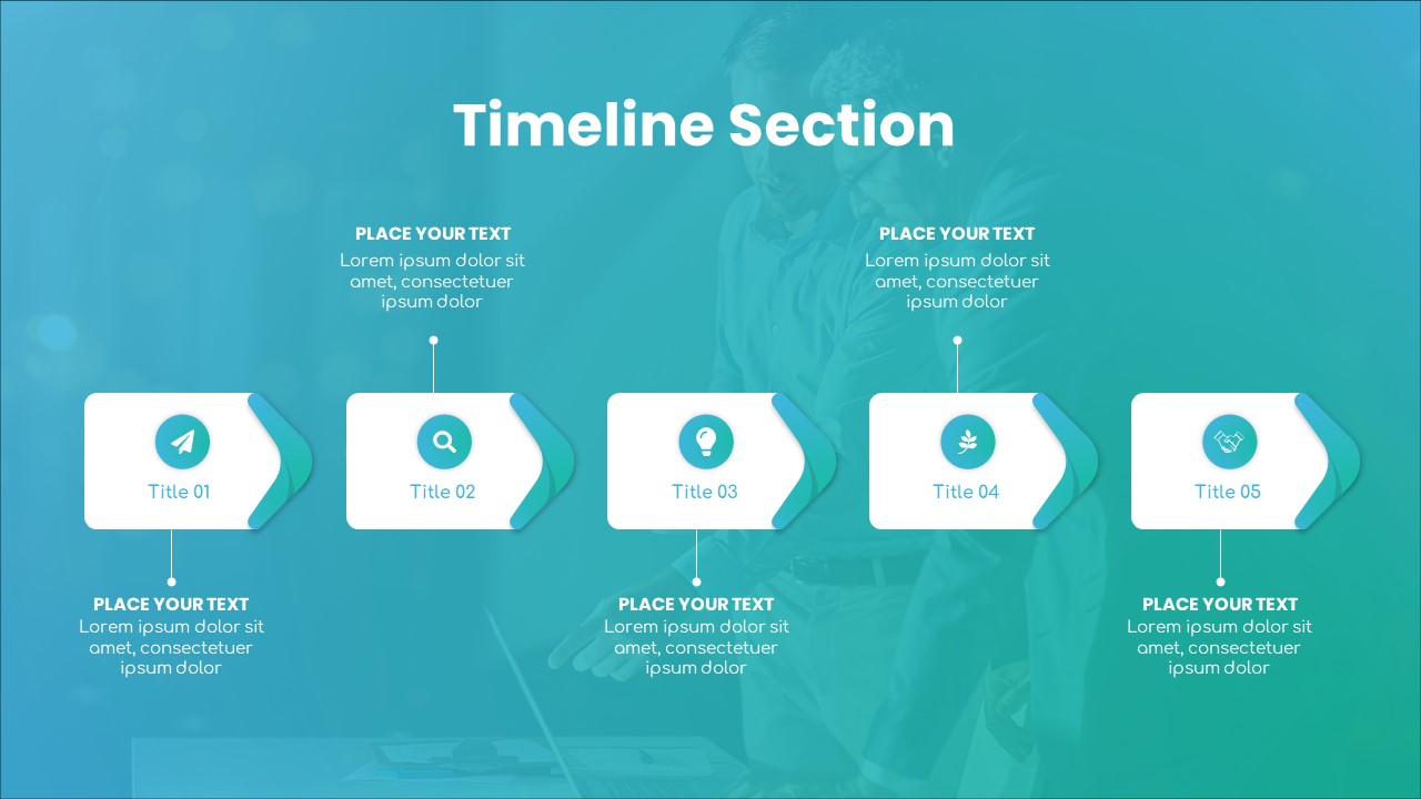 PowerPoint Deck with Image Background timeline slide