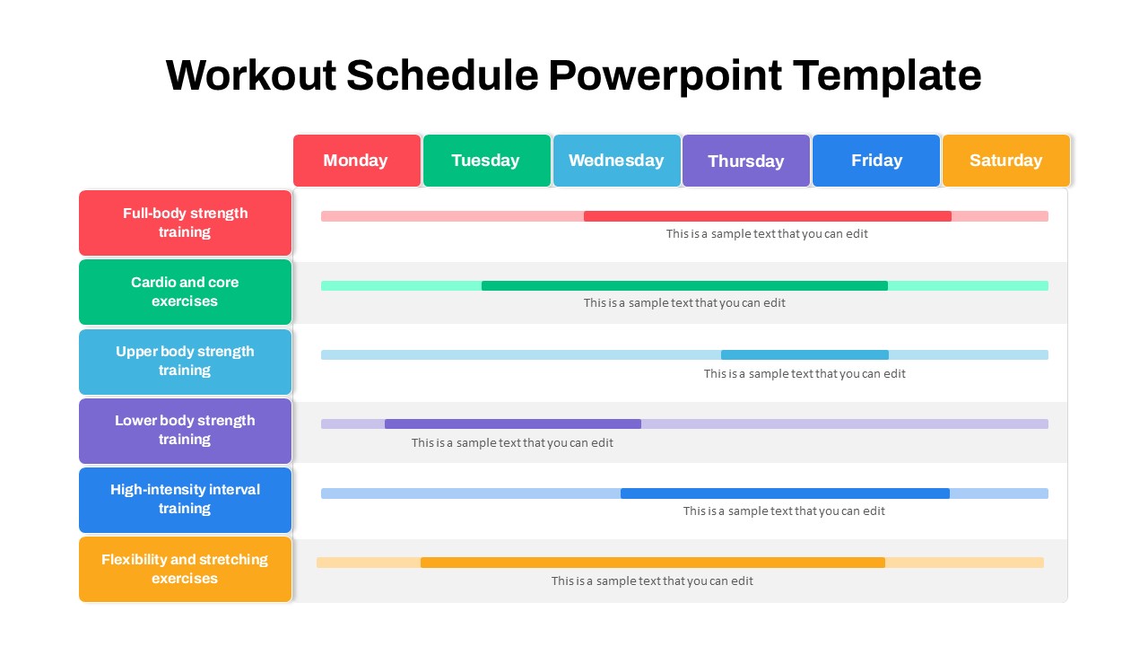 Weekly Workout Schedule Training Plan PowerPoint Template