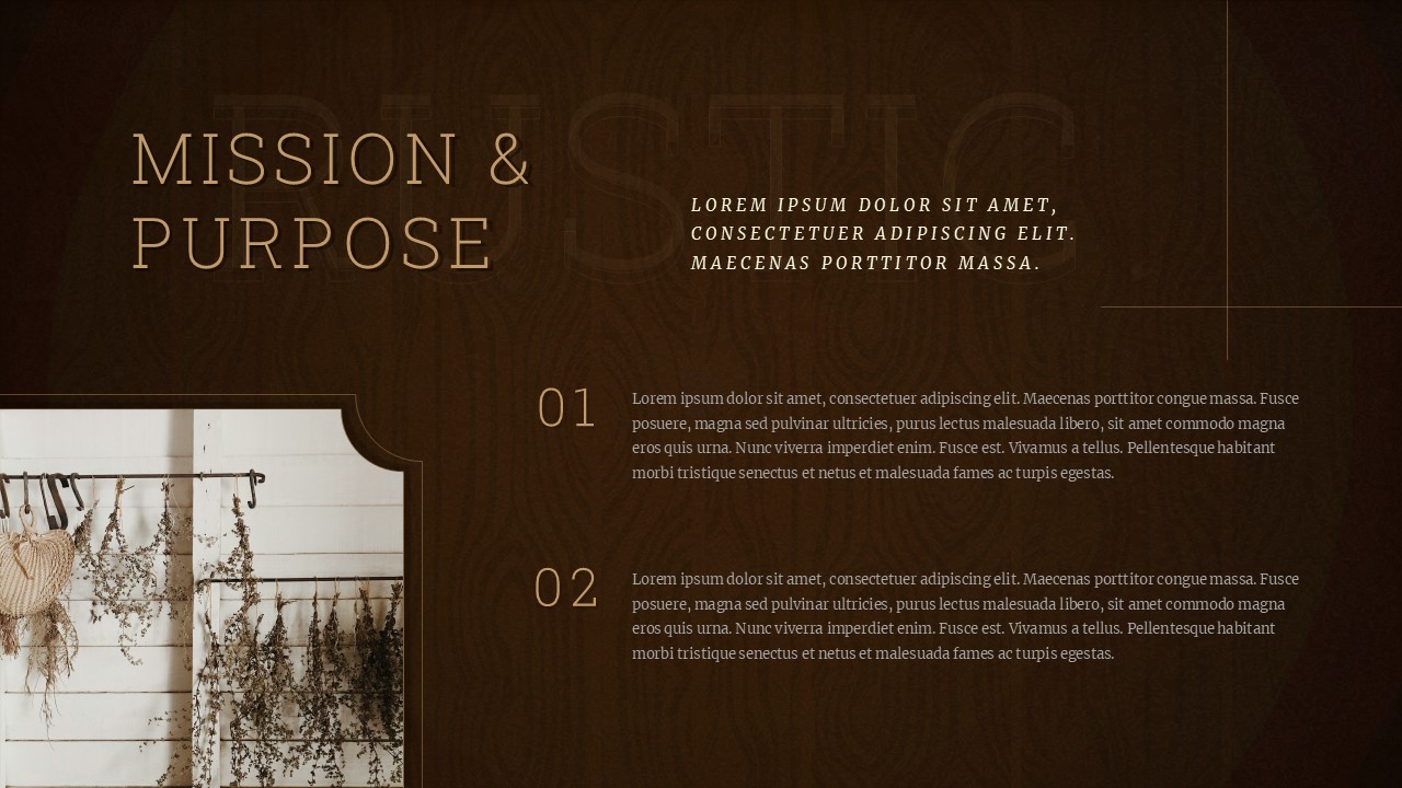 Rustic PowerPoint Presentation Template Mission Slide