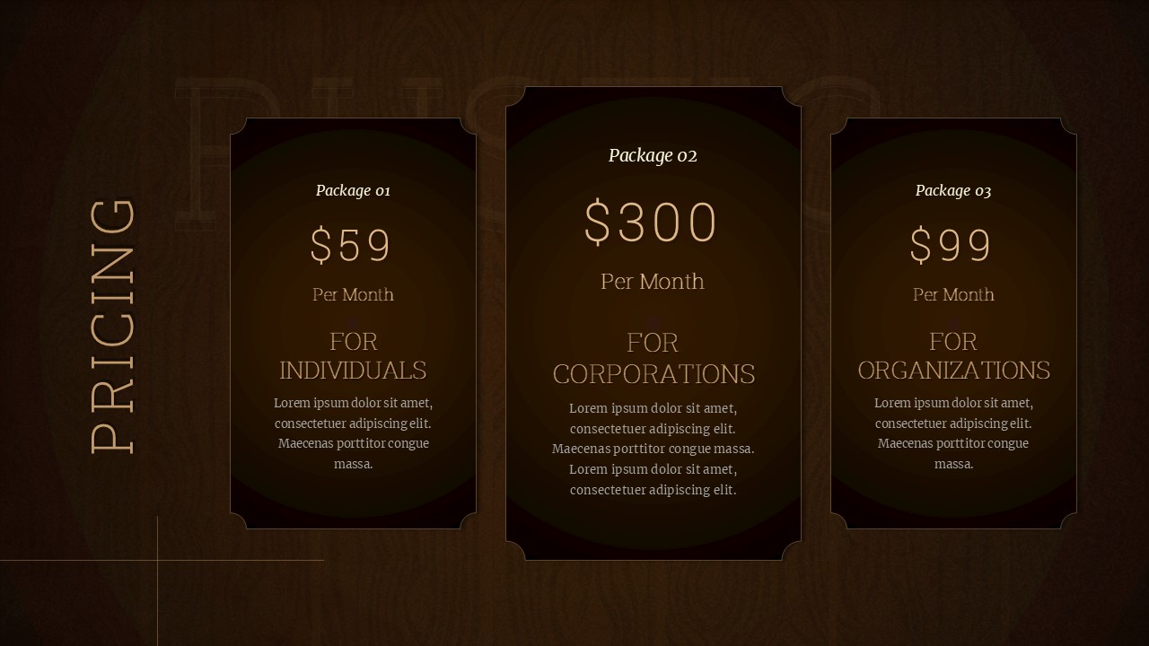 Rustic PowerPoint Presentation Template Pricing Slide