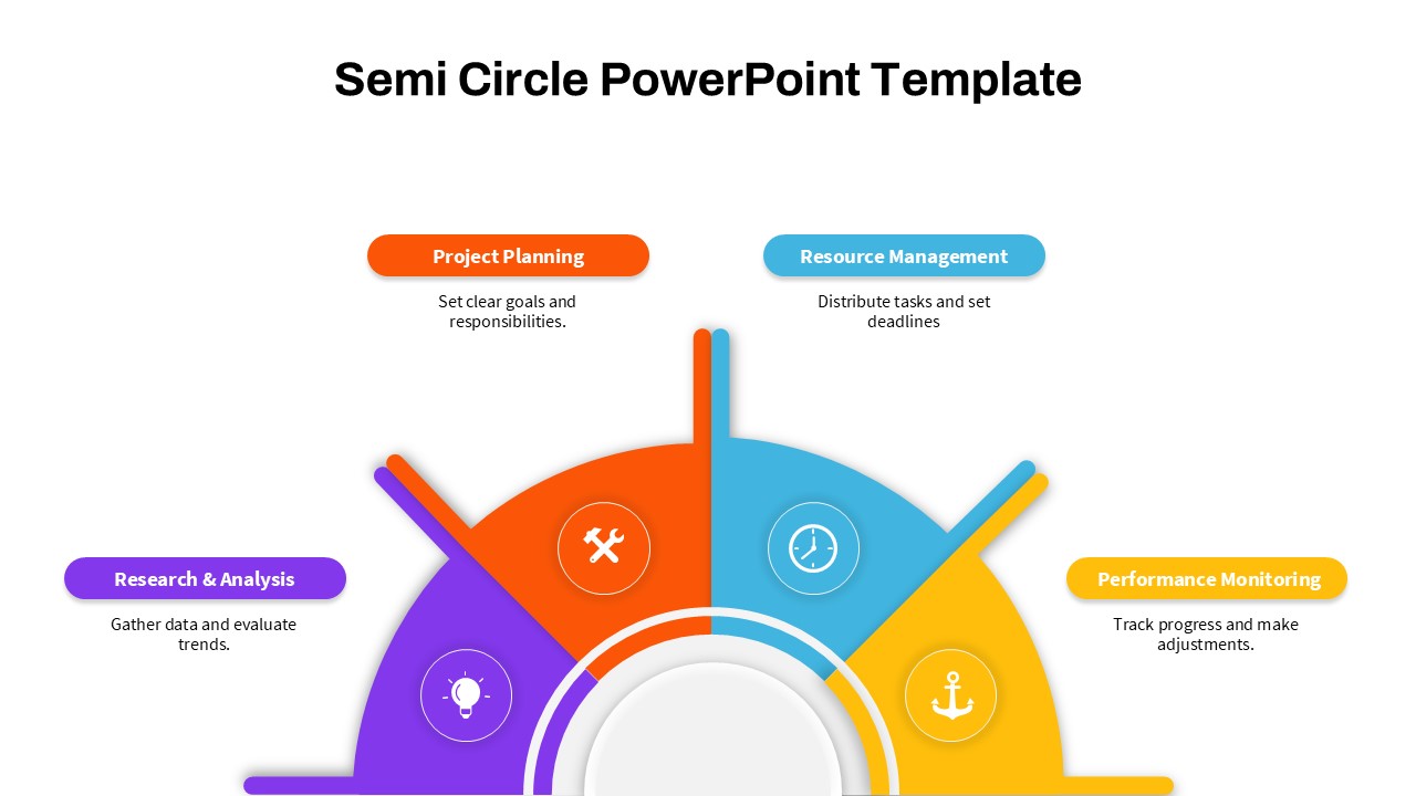 Semi Circle PowerPoint Template 4 Steps